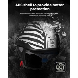 ILM Half Helmet Motorcycle Open Face Sun Visor Quick Release Buckle DOT Approved Cycling Motocross Suits Men Women 205V (XXL, Patriotic Flag)