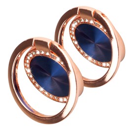 [2 Pack] Concentric Circular Texture Diamond Setting Cell Phone Ring Holder Stand, 360 Degree Rotation and 180 DegreeAdjustable Finger Ring Kickstand with Polished Metal Phone Grip (Dark Blue)