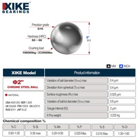 XIKE 6PCS 2" Inch G16 Precision Chrome Steel Bearing Balls