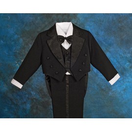 Lito Angels Baby Boys Tuxedo Wedding Suits & Blazers, Page Boy Formal Outfit 5 Pieces Set with Waistcoat, Age 12-18 Months, Black (Tag Number 02)