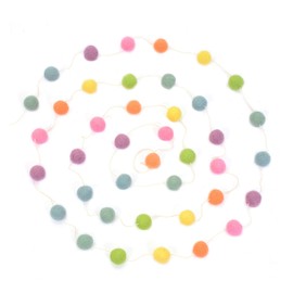 Glaciart One Wool Felt Ball Garland - Pom Pom Garland - 3.7m, 40 Balls, 7 Pastel Colours, Pom Pom Decorations, Nursery Decor, Bunting, Birthday Party Decorations, Easter, Photo Prop