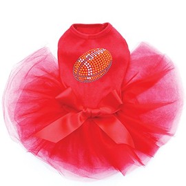Football (Orange #2) - Bling Rhinestone Dog Tutu Dress, M Red