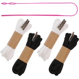 Molain 4PCS Drawstring Cord Replacement Drawstring with Easy Threader for Sweatpants, 53 Inch Hoodie String Replacement, Draw Strings for Shorts Pants Jackets Coats Hoodies(Black, White)