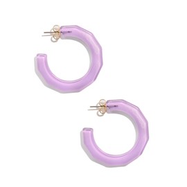 ZENZII Colorful Resin Acrylic Textured Flat Hoop Earring for Women Girls, Resin, No Gemstone