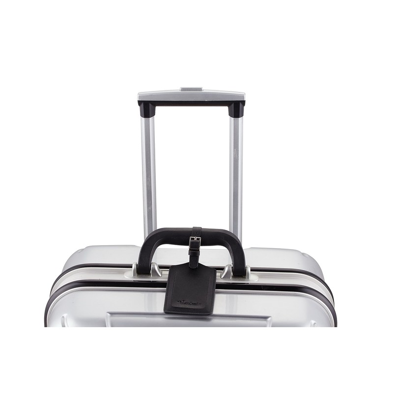 8 Pack Leather Luggage Travel Bag Tags by Travelambo Black