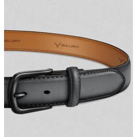 BULLIANT Men Belt-Leather Belt 7 Holes Comfortable for Men Dress Casual Jeans 1 3/8"(Dark Gray,32"-34" Waist Adjustable)