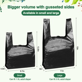 Adult Diaper Disposal Bags, Extra Thick, Black, Small 100 Count