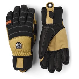 Hestra Unisex Army Leather Ascent 5 Finger Lined Glove for Mountaineering & Cold Weather - Black/Light Brown - 10