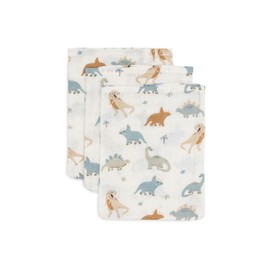 Jollein 536-848-67100 Waschlappen/Waschhandschuhe 3er Set Dino - Roarsome (15x20 cm)