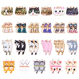 LEGENTLISUR 46Pcs Animal Enamel Charms for Jewelry Making Bulk Alloy Cat Pendant Charms for Bracelet Necklace Keychain DIY Craft Supplies