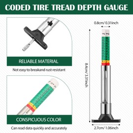 Tire Tread Depth Gauge Brake Lining Gauge Set Color Coded Tire Gauge Brake Lining Thickness Gauge Automotive Brake Pad Measure Ruler Tool (30)
