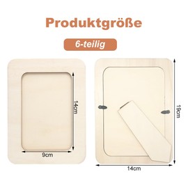 Fyfjur Set of 6 Picture Frames for Painting, Picture Frame Craft Set with Foam Stickers and 3 Sets of Glitter Stones, Craft Photo Frame, DIY Wooden Photo Frame, Children's Photo Frame for Birthdays,