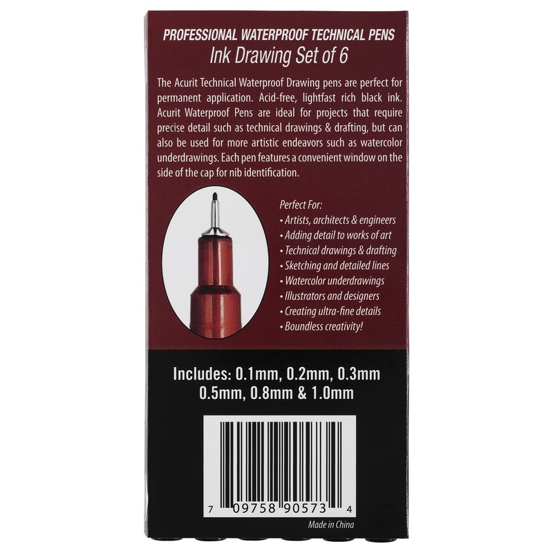 Acurit Waterproof Technical Pens - Professional Waterproof Technical Pen, Rich