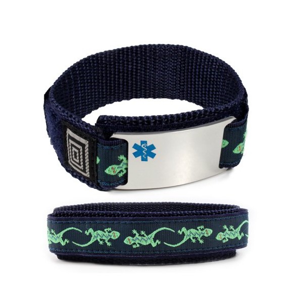 Multiple Sclerosis Sport Medical ID Alert Bracelet with Lizard Adjustable Wristband (Hooks and Loops).