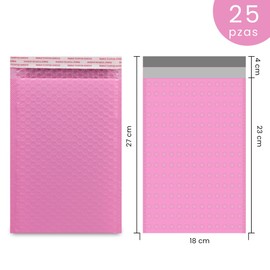 MU:4LIFE Sobres De Burbuja De 18 * 23 CM, Sobres Acolchados, Sobres De Envió Con Auto Adhesivos, 25 Piezas (Rosa)