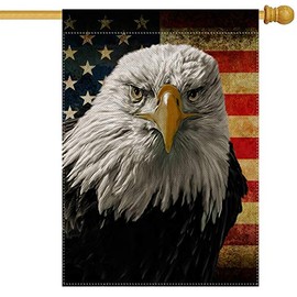 pingpi Bald Eagle USA Flag House Flag Vertical Double Sided,Grunge American Flag Yard Outdoor Decoration 28 x 40 Inch
