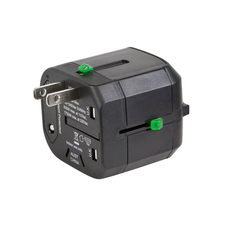 Monoprice Compact Cube Universal Travel Adapter, Supports International Power Outlets,