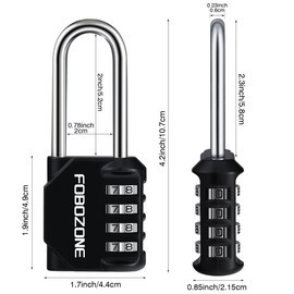 Combination Lock, FOBOZONE 4 Digit Outdoor Waterproof Resettable Code Padlock,for Gym Locker, Cabinet,Shed, Hasp,Gate, Tool Box,School Locker Lock (L Black 4 Pack)