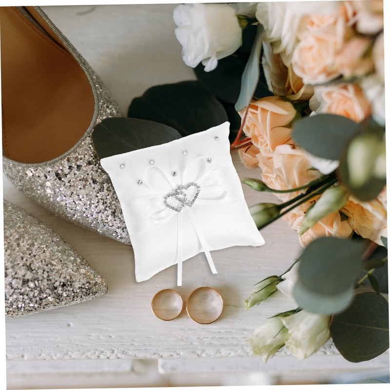 CAXUSD Ring Bearer Basket Embroidery Accessories Engagement Ring Pillow Pearl