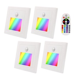 Lam(MS) pen LED Stair Light with Remote Control RGBW 3000K-6000K, Dimmable, Pack of 4 Stair Lighting for 60 mm Standard Size, 1.5 W 230 V for Stairs, Bedrooms (without Motion Sensor)