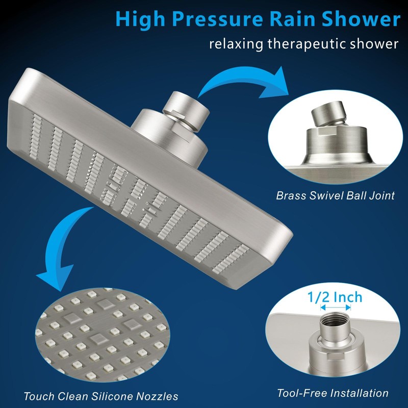 Voolan High Pressure Rain Shower Head - Luxury Modern Look