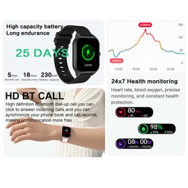 1.83 Inches Smartwatch IP67 Waterproof Sports Watch BT5.2 Intelligent Watch Fitness Tracker Multifunctional Watch Compatible with Android5.0/iOS10.0