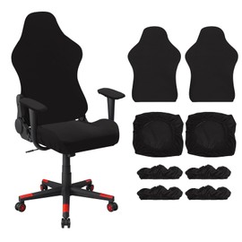 sourcing map 2Pcs Gaming Chair Covers, Stretchable Office Computer Chair Slipcover with Armrest Covers, Elastic Seat Protector for Office Reclining Racing Game Chair, Black