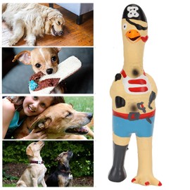 Squeaky Chicken Dog Toys, Yellow Rubber Squaking Chicken Toy Novelty Durable Rubber Chicken Teeth Grinding Interactive Squeaky Dog Toy for Dogs (Pirate Chicken)