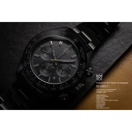 HYAKUICHI 101 Hyakuichi Diver's Chronograph Watch, Men's Watch, Water Resistant to 20 ATM, Date Quartz, Ceramic Bezel IP-BBB, All Black, Black, Bracelet Type