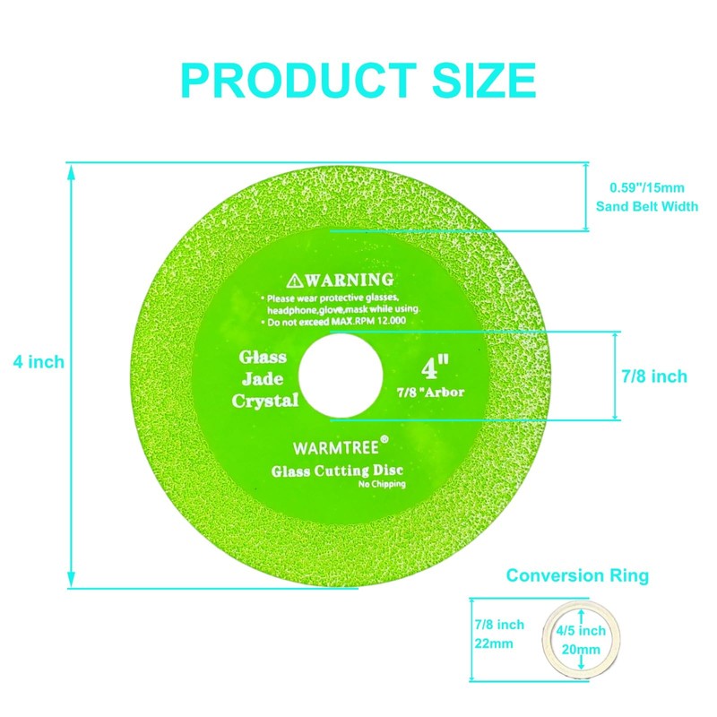 5 pcs Glass Cutting Disc for Angle Grinder, 4" X