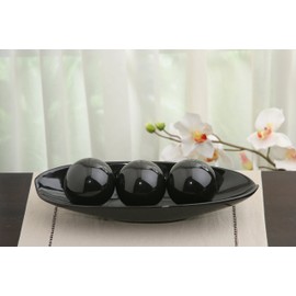 Hosley Decorative Bowl and Orb Set. Ideal Gift for Weddings Special Occasions and for Decorative Centerpiece in Your Living Dining Room (Black)