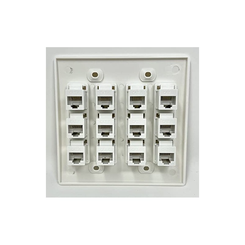 RiteAV 12 Port Flat Dual 2 Gang Ethernet Cat6 RJ45