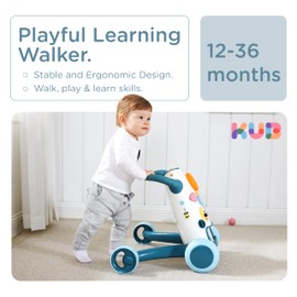 KÜB Montessori Baby Walker - Interactive Push Toy for Toddlers Learning to Walk with Soft Music & Lights, Adjustable Speed & Non-Slip Wheels, Educational Activity Center