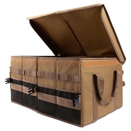 Trunk Organizer For SUV,Truck Bed Organizer,Outdoor camping Cargo storage,Tool storage Box,Camping Tableware Organizer Box,Brown,Large,1680D Waterproof Oxford Polyester,4-Compartments With Handle