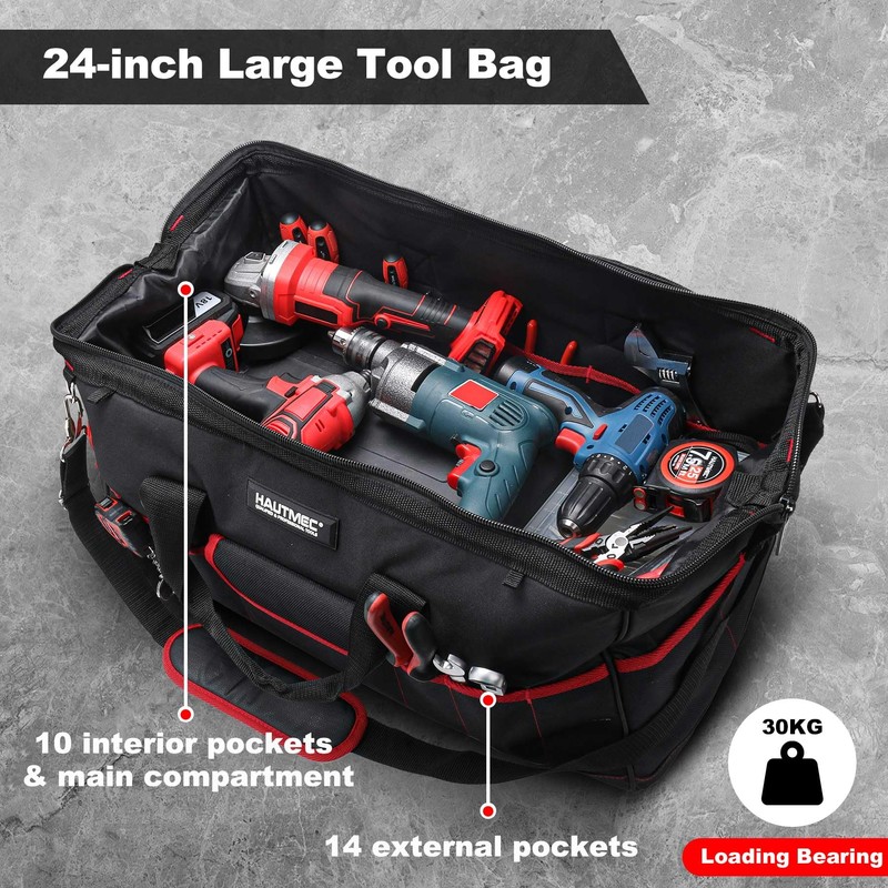 HAUTMEC 3PCS Large Tool Bag Set, Heavy-Duty Wide Mouth Tool