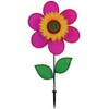 In the Breeze 2705 Pink Sunflower Wind Spinner with Leaves,
