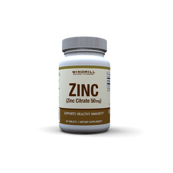 Windmill Health Products Windmill Zinc Citrate 50 Mg, Immune Support, Dietary Supplement, 60 Count, 60 Count, Multi