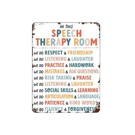 Speech Therapist, SLP Poster, Speech Language Pathologist Office Decor, Rainbow Boho, Speech Therapy Decor, Classroom Office Decor Metal Tin Sign 12x16 Inch Plaque