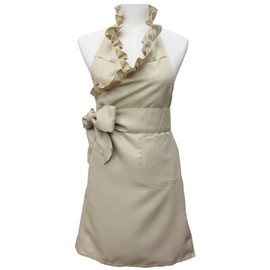TO188 Cute Fashionable Women's Frill Apron, Beige