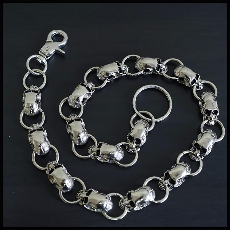 White Fang AZ164 Wallet Chain, Skull Belt, Stylish, Wallet, Lock,