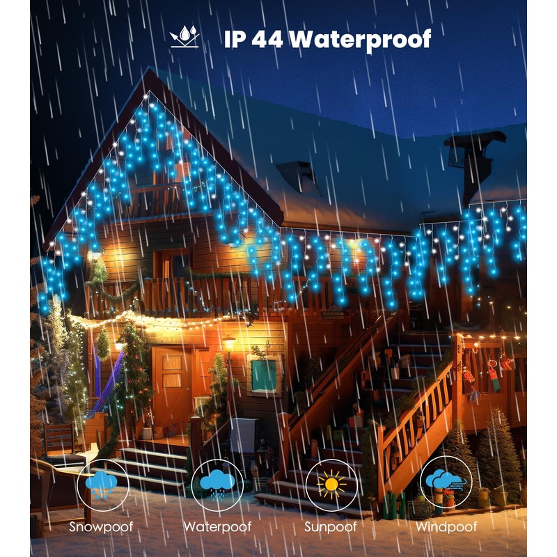 Icicle Outdoor Christmas Lights,460LED 17.5M/57ft Christmas Decorations Lights Plug in,Blue