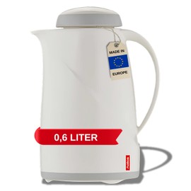 Helios Wave Thermoskanne Weiß 0,6L - 6h Heiß - Hält Getränke heiß & kalt Spülmaschinenfest – Leichter, robuster Kunststoffmantel – Ideal für Kaffee & Tee