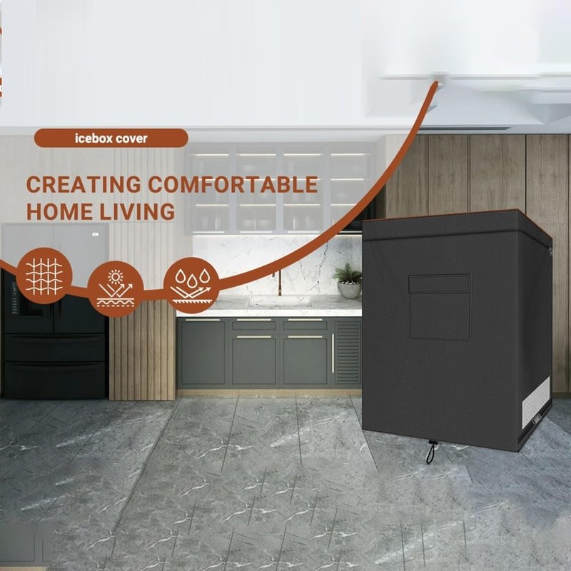 Black Freezer Cover, Freezer Cover, Waterproof 210D Oxford Protective Cover