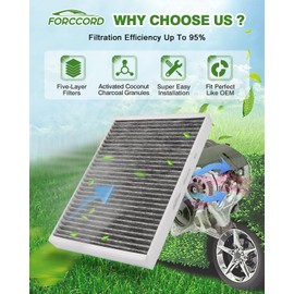 Forccord - Paquete de 2 filtros de aire de cabina HEPA para LQQ118 - Filtro de cabina de carbón activado