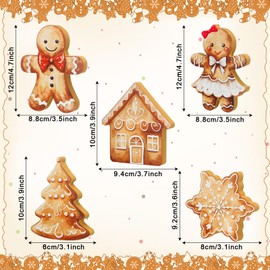 Threehoney 5 Pcs Gingerbread Christmas Decorations Indoor Cute Gingerbread Table Decorations Farmhouse Wooden Xmas Tiered Tray Decor House Sign Table Centerpieces for Party Office Home Shelf Fireplace
