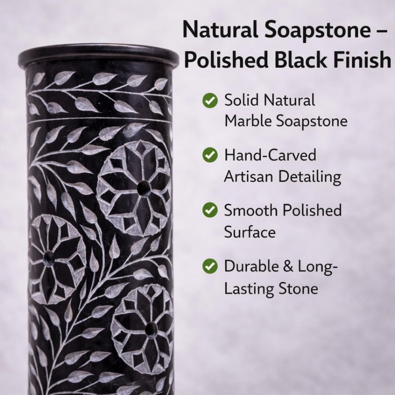 KC KULLICRAFT Hand Carved Marble Soapstone Incense Stick Holder –