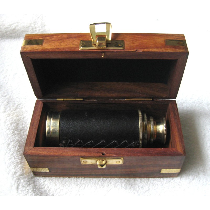 Antique Telescope Brass Telescope extendable auf 25cm with leather in