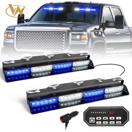 Emergency Dash Strobe Lights 48W 48-LED Blue/White Hazard Warning Light Bar for OLIVER Trucks & VehiclesLight Color: Green/amber, Rated Power: 48, Beam Angle: Spot