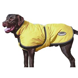 WeatherBeeta ComFiTec Reflective Parka 300D Deluxe Dog Coat, Yellow, 14"