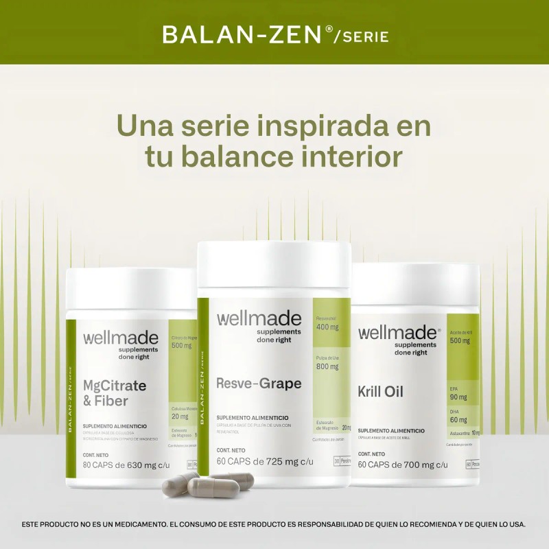 Suplemento Alimenticio Resveratrol Pulpa Wellmade 60 Caps Sabor Sin Sabor